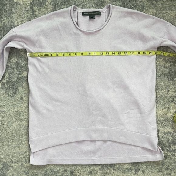 French Connection High Low Terry Cloth Sweater Lilac Purple Soft Pleat Back XS - Picture 6 of 10